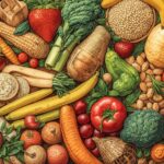 A selection of healthy, high-fiber, complex carbohydrates that are beneficial for a 40s-something's diet.