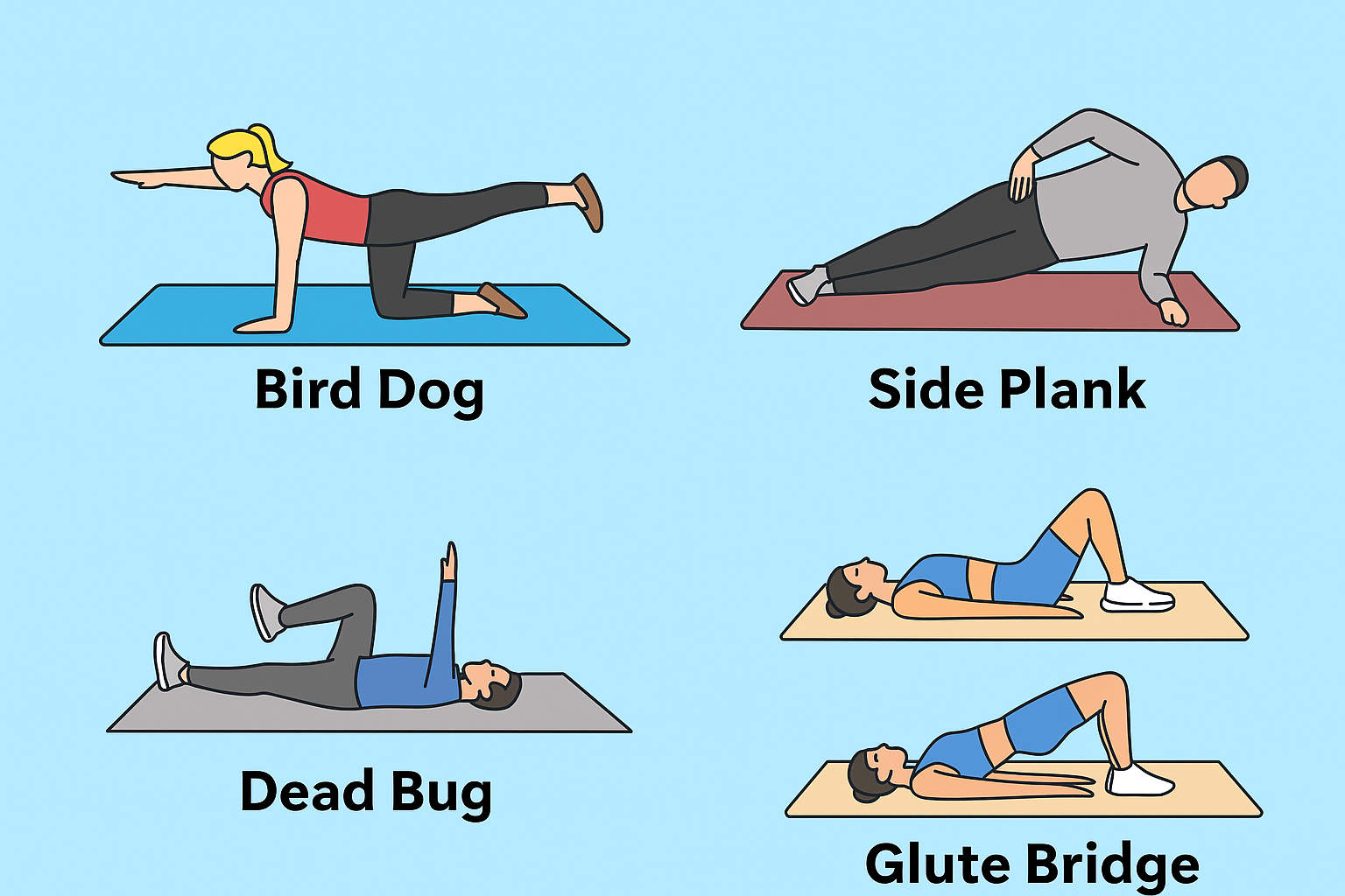 A person in their 40s doing a 10-minute core workout at home, fitting fitness into a busy schedule